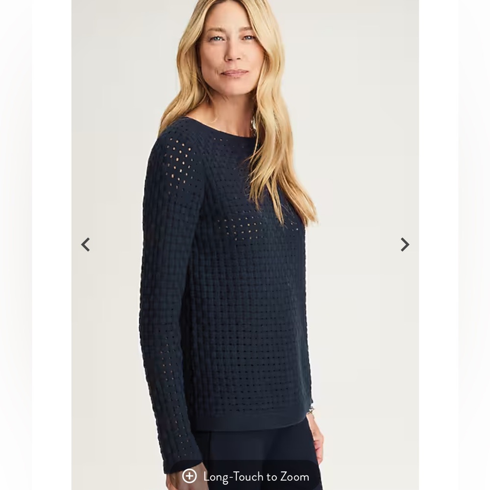 J Jill women’s textured-stitch sweater. NWT. Women’s size 2X. Navy color.